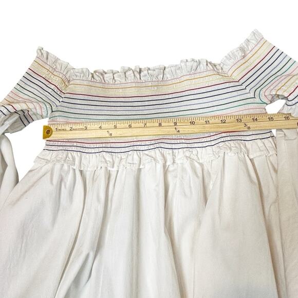 Greyson Top Womens Size M Rainbow Embroidery Off Shoulder Boho Festival Peasant - Picture 11 of 11